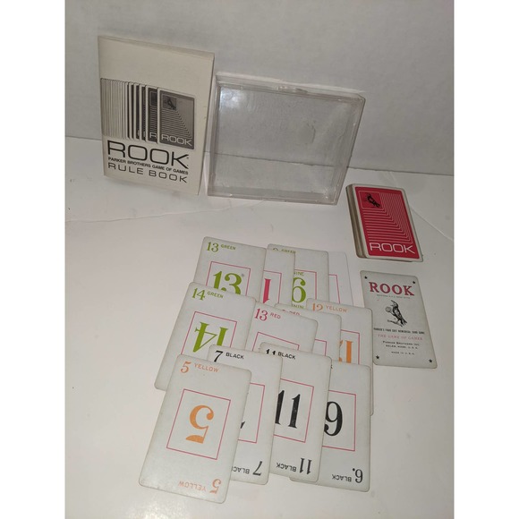 Vintage 1972 Red ROOK Card Game Parker Brothers Plastic Case Cards - Picture 4 of 7